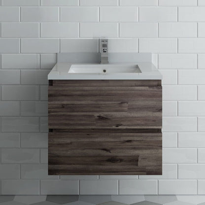 Fresca Formosa 24 Wall Hung Modern Bathroom Cabinet w/ Top & Sink | FCB3124ACA-CWH-U