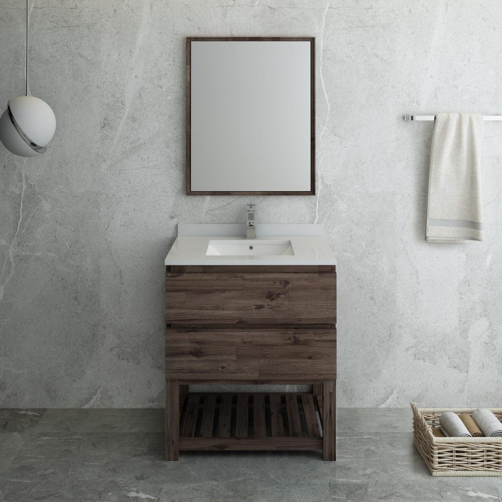 Fresca Formosa 30 Floor Standing Modern Bathroom Vanity w/ Open Bottom & Mirror | FVN3130ACA-FS
