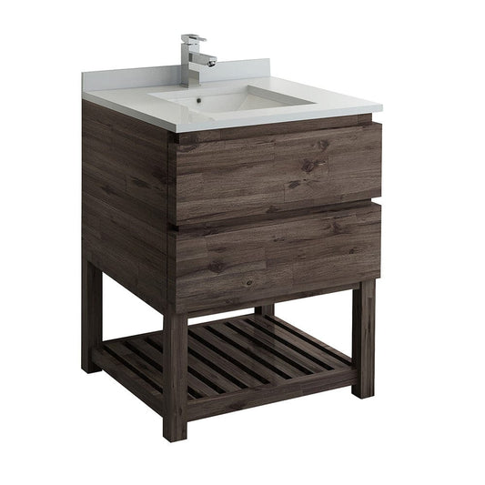 Fresca Formosa 30 Floor Standing Open Bottom Modern Bathroom Cabinet w/ Top & Sink | FCB3130ACA-FS-CWH-U