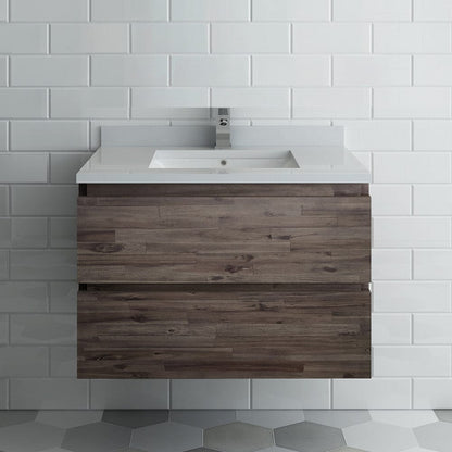 Fresca Formosa 30 Wall Hung Modern Bathroom Cabinet w/ Top & Sink | FCB3130ACA-CWH-U