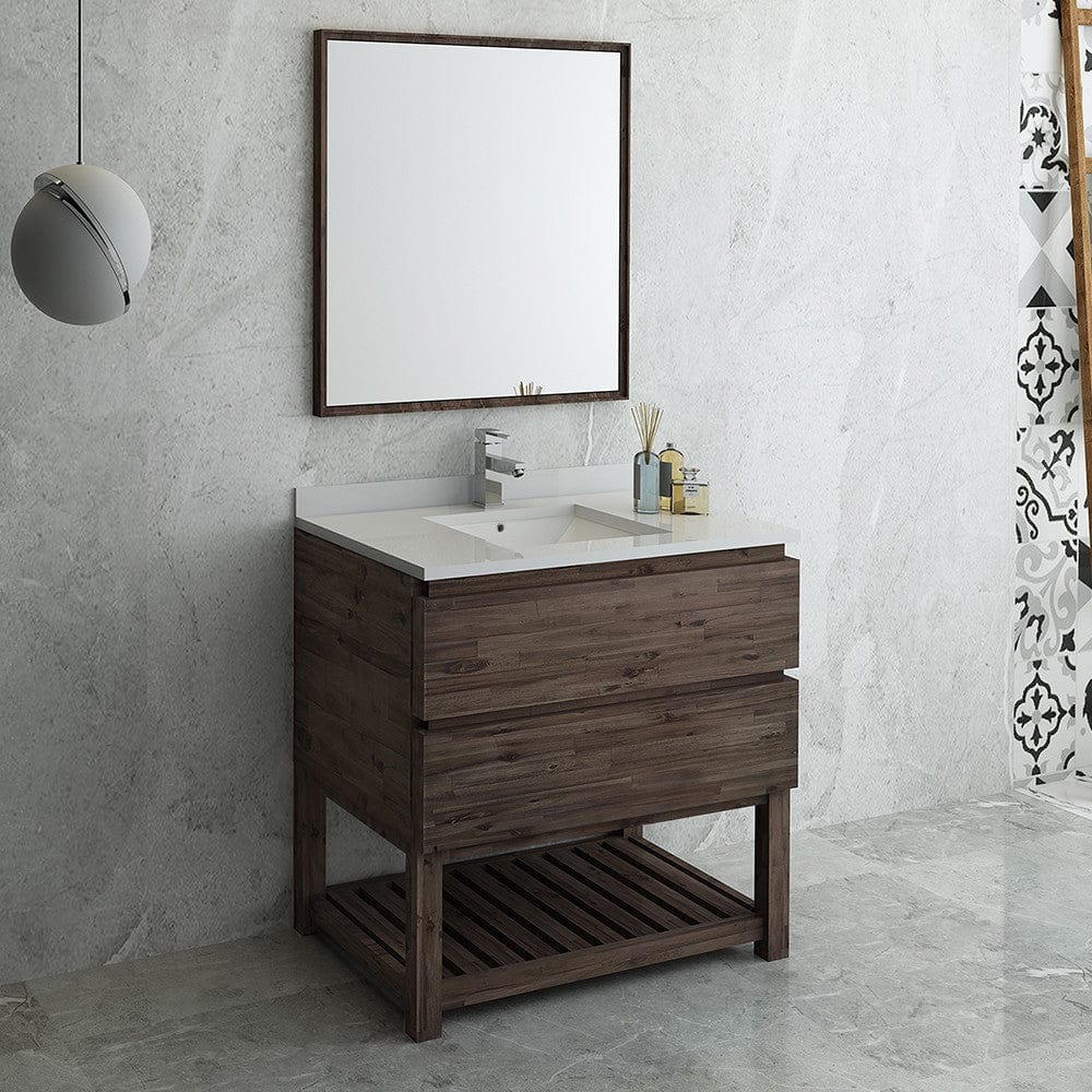 Fresca Formosa 36 Floor Standing Modern Bathroom Vanity w/ Open Bottom & Mirror | FVN3136ACA-FS