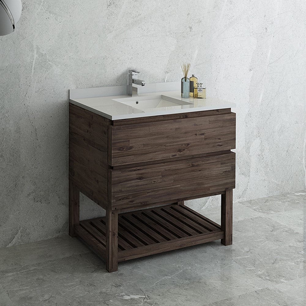 Fresca Formosa 36 Floor Standing Open Bottom Modern Bathroom Cabinet w/ Top & Sink | FCB3136ACA-FS-CWH-U