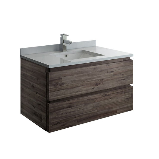Fresca Formosa 36" Wall Hung Modern Bathroom Cabinet w/ Top & Sink | FCB3136ACA-CWH-U