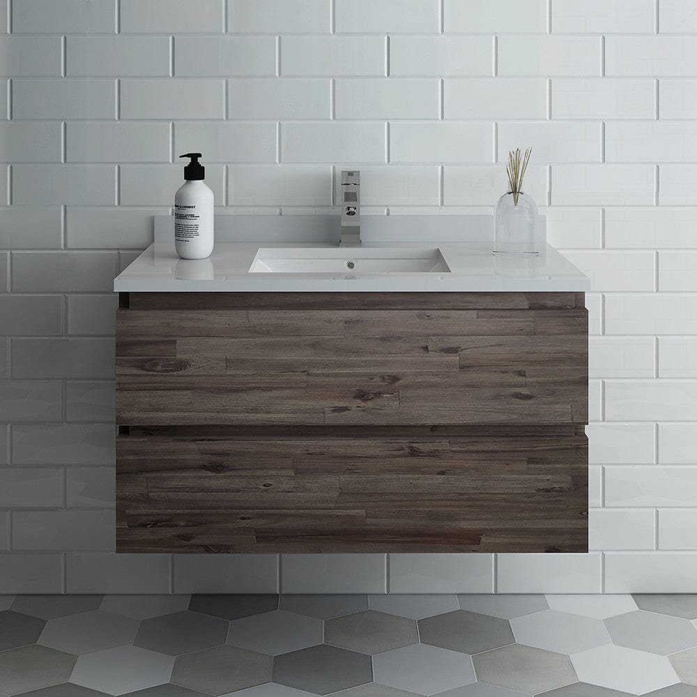 Fresca Formosa 36 Wall Hung Modern Bathroom Cabinet w/ Top & Sink | FCB3136ACA-CWH-U