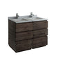 Fresca Formosa 48" Floor Standing Double Sink Modern Bathroom Cabinet w/ Top & Sinks | FCB31-2424ACA-FC-CWH-U