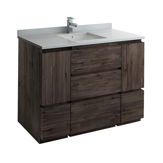 Fresca Formosa 48" Floor Standing Modern Bathroom Cabinet w/ Top & Sink | FCB31-122412ACA-FC-CWH-U