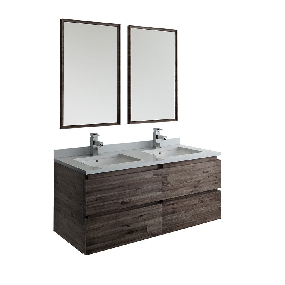 Fresca Formosa 48" Wall Hung Double Sink Modern Bathroom Vanity w/ Mirrors | FVN31-2424ACA