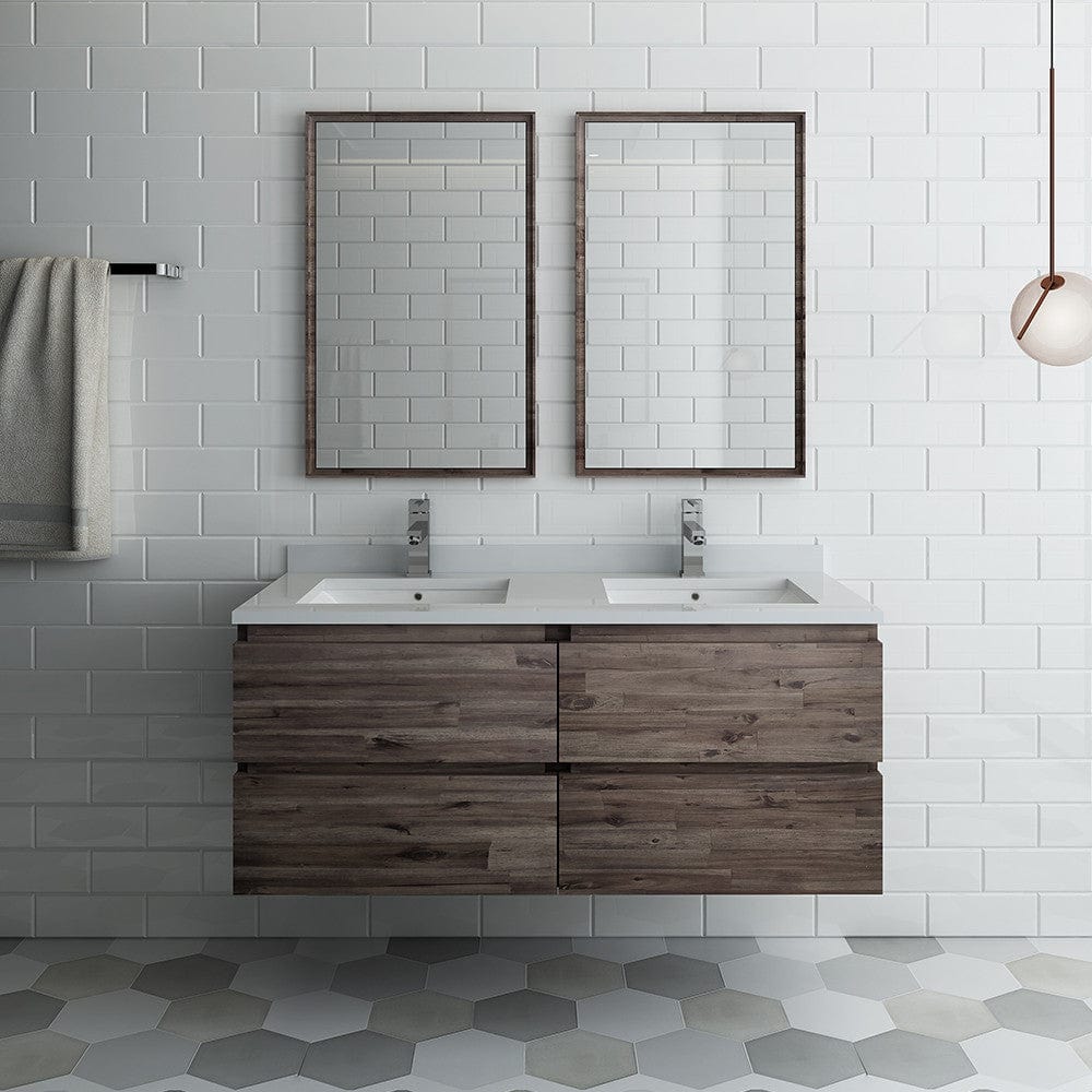 Fresca Formosa 48 Wall Hung Double Sink Modern Bathroom Vanity w/ Mirrors | FVN31-2424ACA