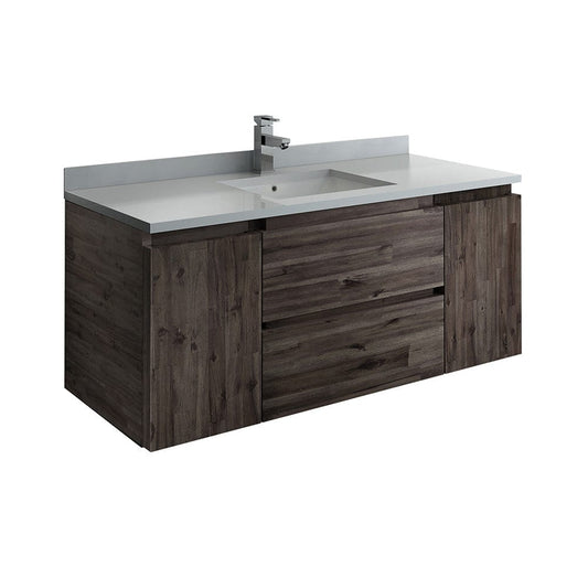 Fresca Formosa 48" Wall Hung Modern Bathroom Cabinet w/ Top & Sink | FCB31-122412ACA-CWH-U