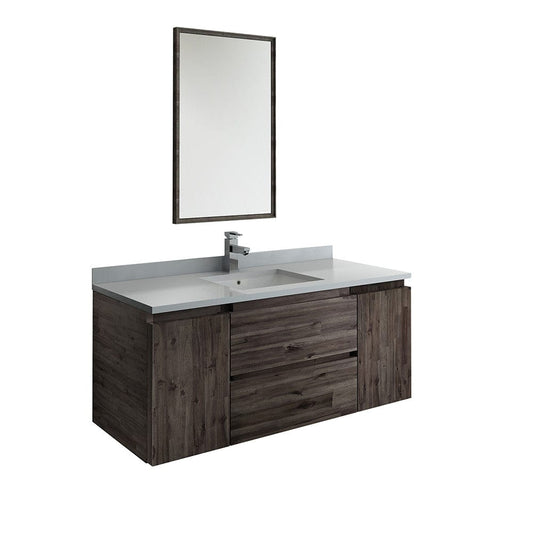 Fresca Formosa 48" Wall Hung Modern Bathroom Vanity w/ Mirror | FVN31-122412ACA