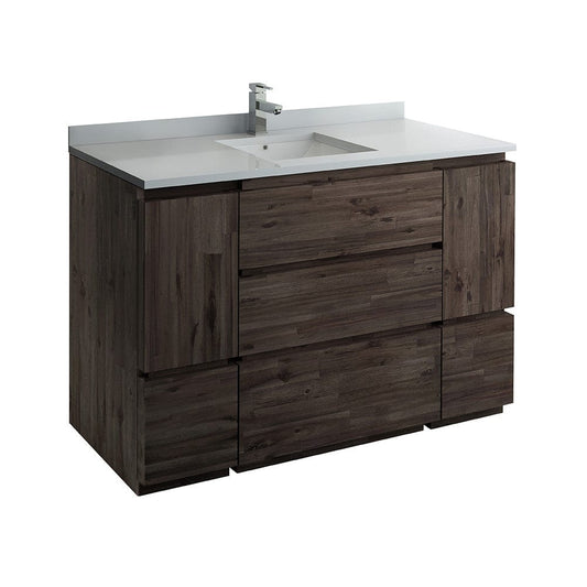 Fresca Formosa 54" Floor Standing Modern Bathroom Cabinet w/ Top & Sink | FCB31-123012ACA-FC-CWH-U