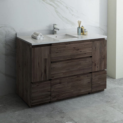 Fresca Formosa 54 Floor Standing Modern Bathroom Cabinet w/ Top & Sink | FCB31-123012ACA-FC-CWH-U