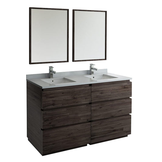 Fresca Formosa 60" Floor Standing Double Sink Modern Bathroom Vanity w/ Mirrors | FVN31-3030ACA-FC