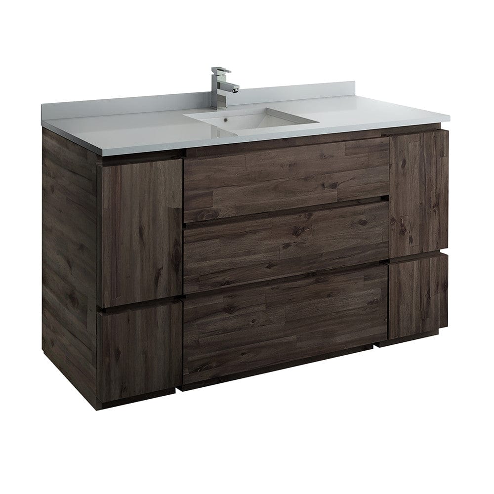 Fresca Formosa 60" Floor Standing Single Sink Modern Bathroom Cabinet w/ Top & Sink | FCB31-123612ACA-FC-CWH-U