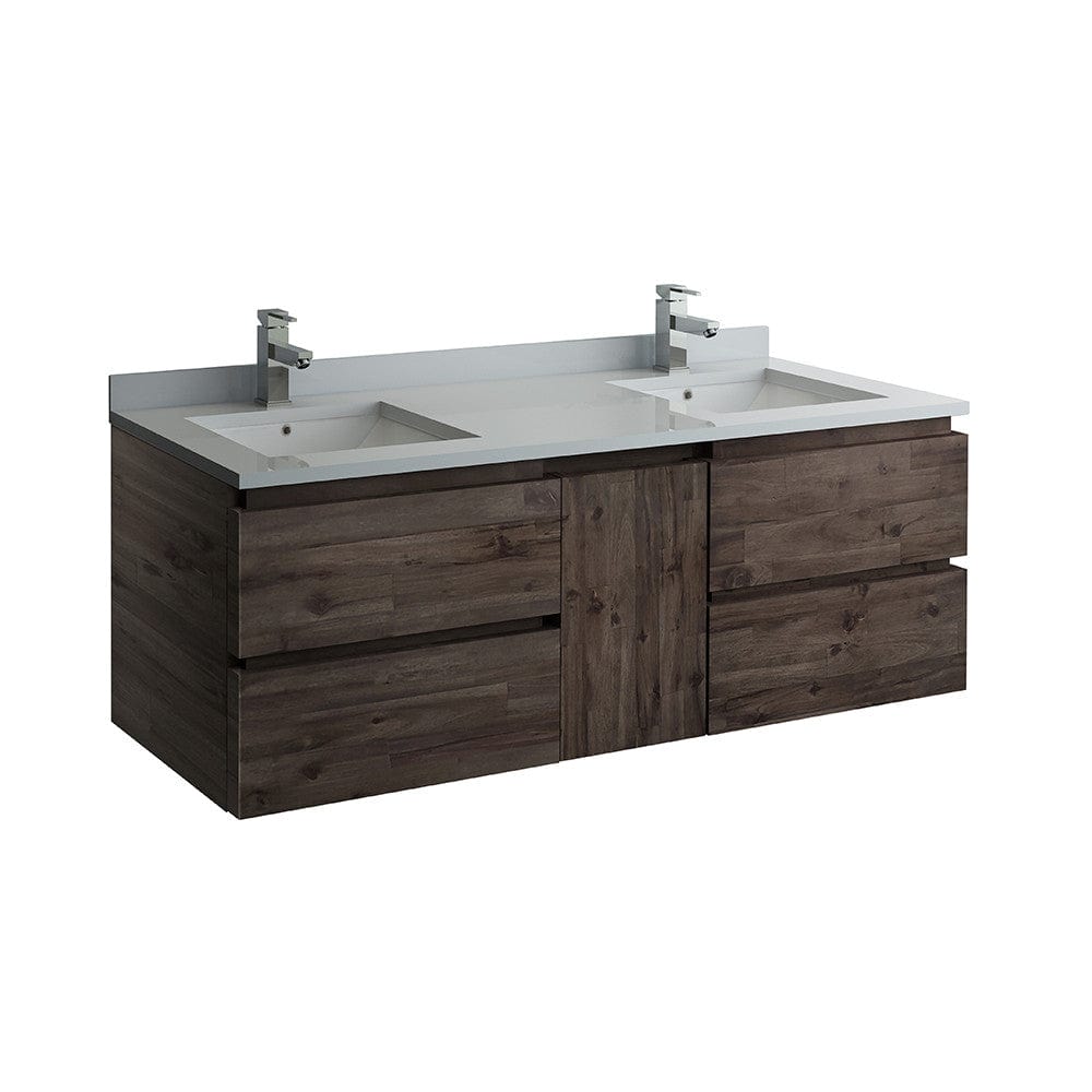 Fresca Formosa 60" Wall Hung Double Sink Modern Bathroom Cabinet w/ Top & Sinks | FCB31-241224ACA-CWH-U
