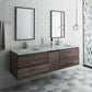 Fresca Formosa 60 Wall Hung Double Sink Modern Bathroom Vanity w/ Mirrors | FVN31-241224ACA
