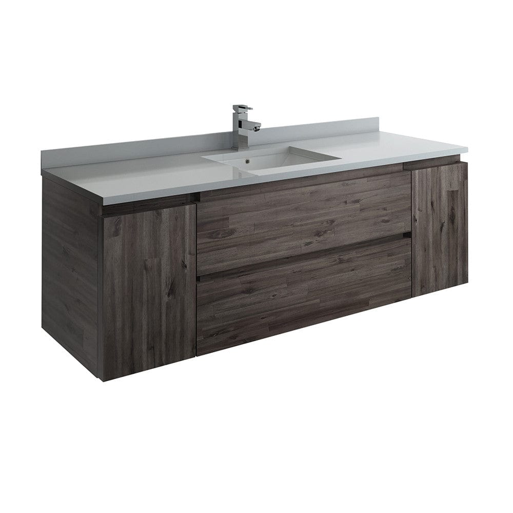 Fresca Formosa 60" Wall Hung Single Sink Modern Bathroom Cabinet w/ Top & Sink | FCB31-123612ACA-CWH-U