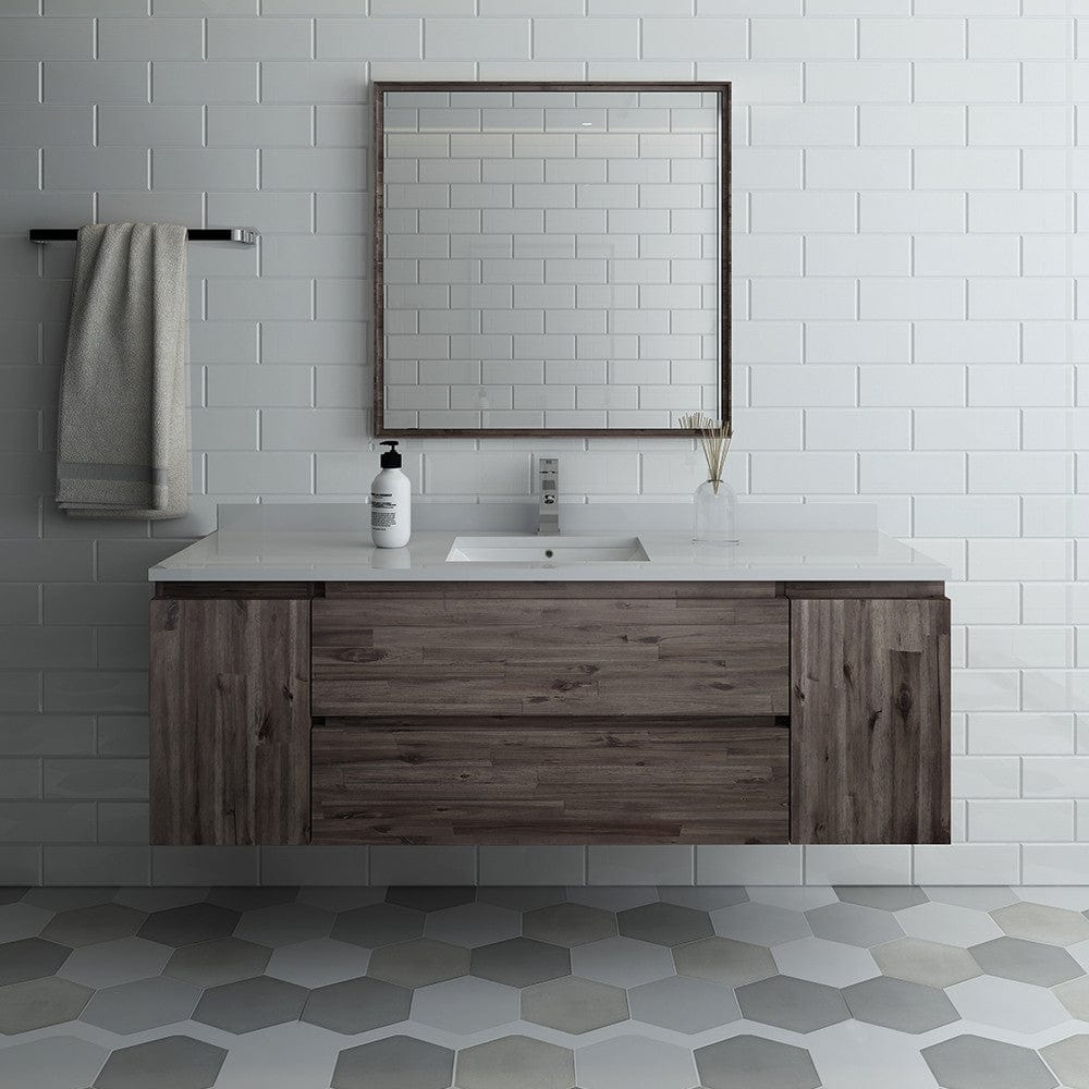 Fresca Formosa 60 Wall Hung Single Sink Modern Bathroom Vanity w/ Mirror | FVN31-123612ACA