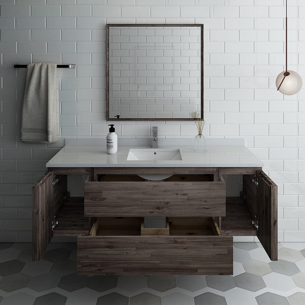 Fresca Formosa 60 Wall Hung Single Sink Modern Bathroom Vanity w/ Mirror | FVN31-123612ACA