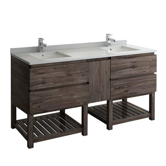 Fresca Formosa 70" Floor Standing Open Bottom Double Sink Modern Bathroom Cabinet | FCB31-301230ACA-FS