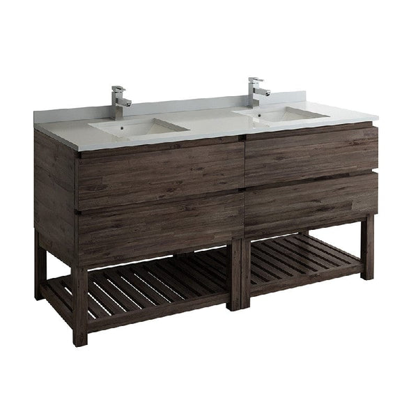 Fresca Formosa 70 Floor Standing Open Bottom Double Sink Modern Bathroom Cabinet | FCB31-3636ACA-FS