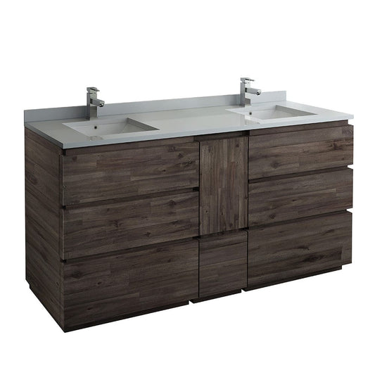 Fresca Formosa 72" Floor Standing Double Sink Modern Bathroom Cabinet w/ Top & Sinks | FCB31-301230AC-FC-CWH-U