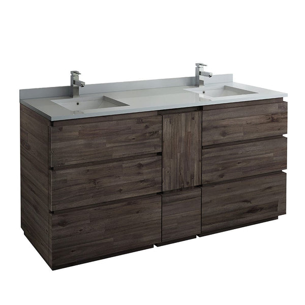 Fresca Formosa 72 Floor Standing Double Sink Modern Bathroom Cabinet w/ Top & Sinks | FCB31-301230AC-FC-CWH-U