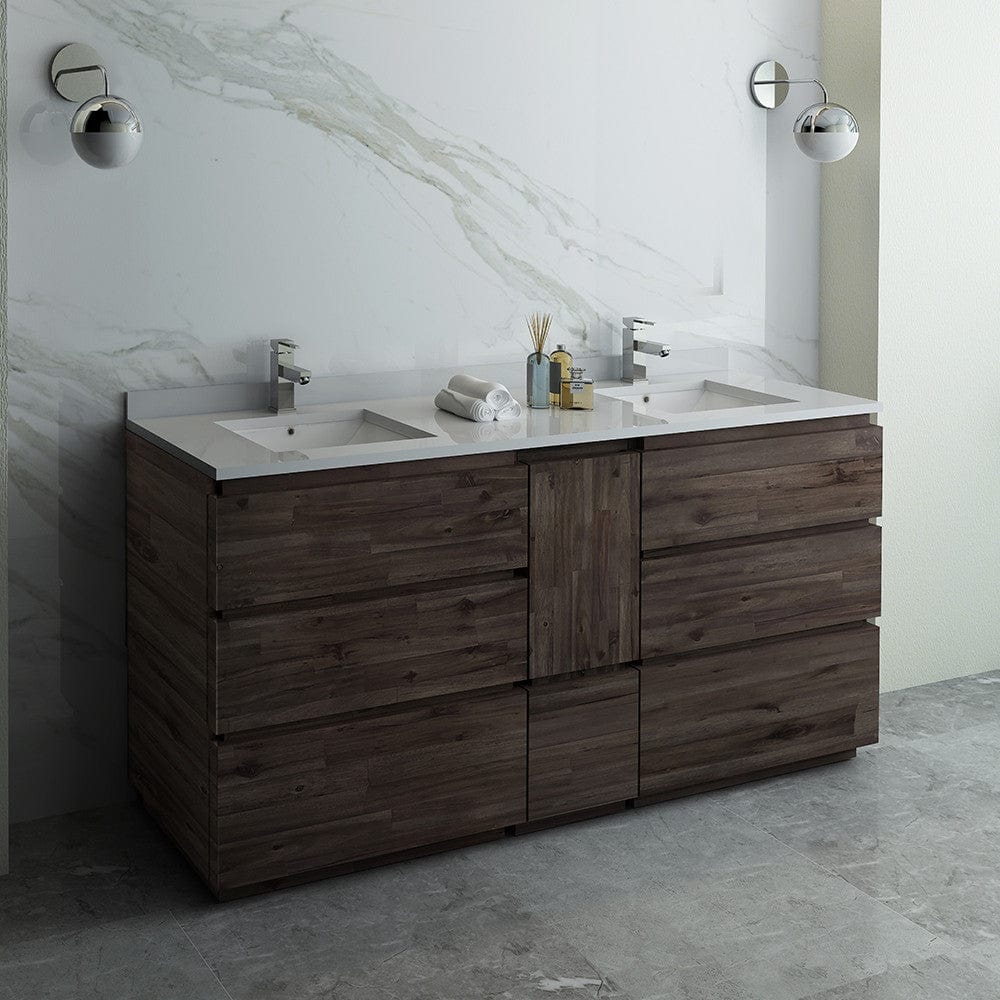 Fresca Formosa 72 Floor Standing Double Sink Modern Bathroom Cabinet w/ Top & Sinks | FCB31-301230AC-FC-CWH-U