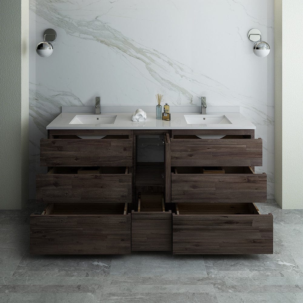 Fresca Formosa 72 Floor Standing Double Sink Modern Bathroom Cabinet w/ Top & Sinks | FCB31-301230AC-FC-CWH-U