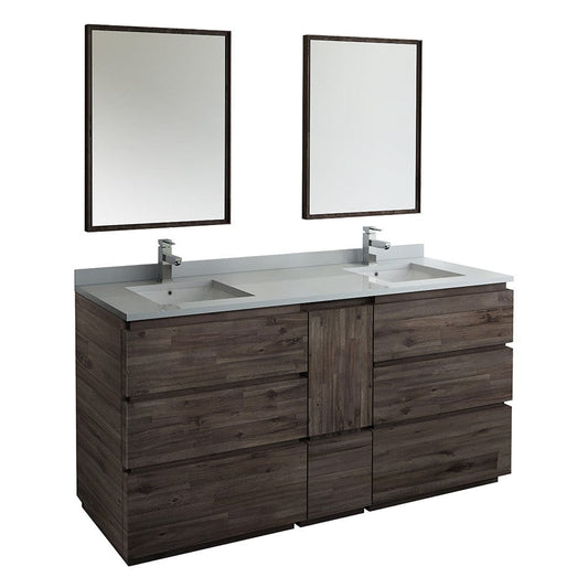 Fresca Formosa 72" Floor Standing Double Sink Modern Bathroom Vanity w/ Mirrors | FVN31-301230ACA-FC