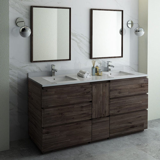 Fresca Formosa 72 Floor Standing Double Sink Modern Bathroom Vanity w/ Mirrors | FVN31-301230ACA-FC