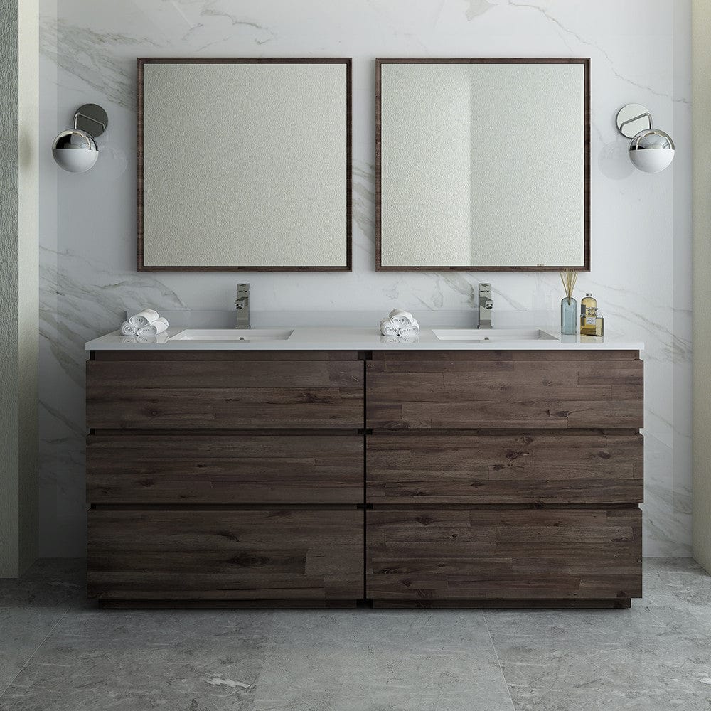 Fresca Formosa 72 Floor Standing Double Sink Modern Bathroom Vanity w/ Mirrors | FVN31-3636ACA-FC
