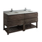 Fresca Formosa 72" Floor Standing Open Bottom Double Sink Modern Bathroom Cabinet w/ Top & Sinks | FCB31-3636ACA-FS-CWH-U