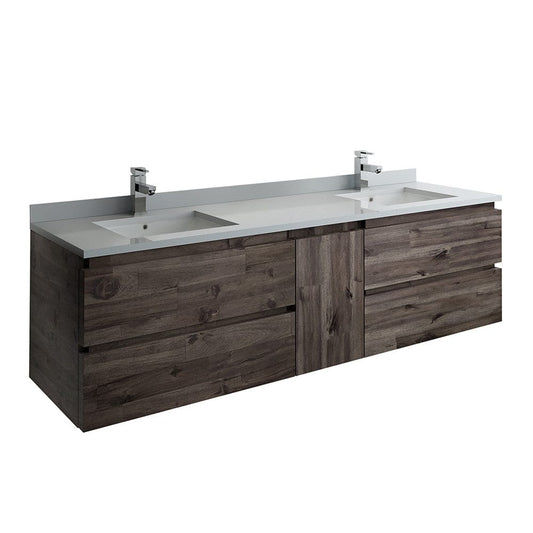 Fresca Formosa 72" Wall Hung Double Sink Modern Bathroom Cabinet w/ Top & Sinks | FCB31-301230ACA-CWH-U