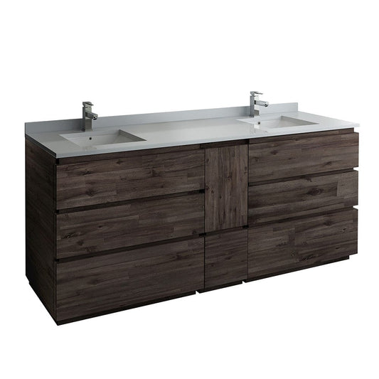 Fresca Formosa 84" Floor Standing Double Sink Modern Bathroom Cabinet w/ Top & Sinks | FCB31-361236ACA-FC-CWH-U