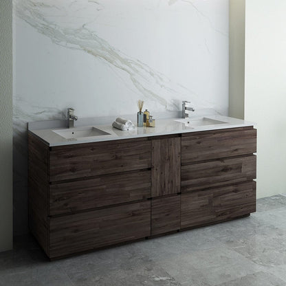 Fresca Formosa 84 Floor Standing Double Sink Modern Bathroom Cabinet w/ Top & Sinks | FCB31-361236ACA-FC-CWH-U