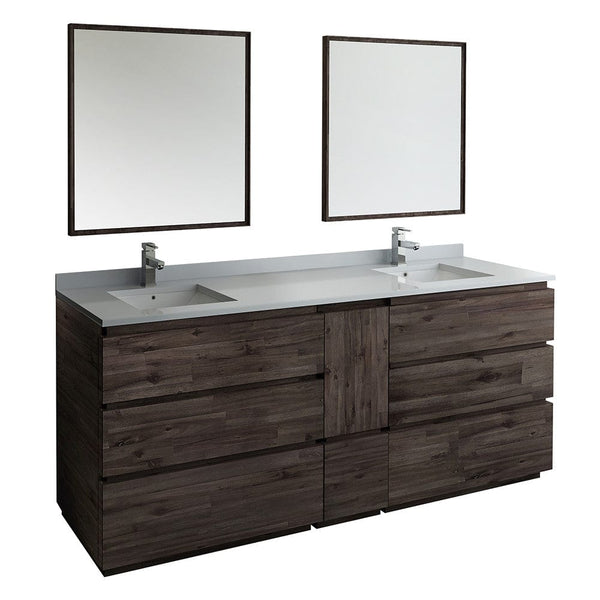 Fresca Formosa 84 Floor Standing Double Sink Modern Bathroom Vanity w/ Mirrors | FVN31-361236ACA-FC