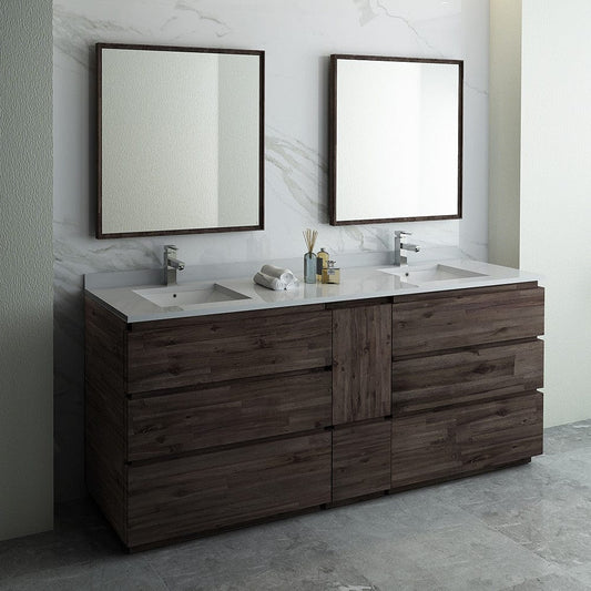 Fresca Formosa 84 Floor Standing Double Sink Modern Bathroom Vanity w/ Mirrors | FVN31-361236ACA-FC