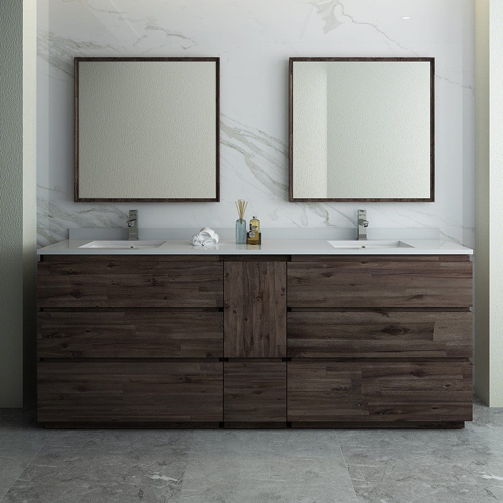 Fresca Formosa 84 Floor Standing Double Sink Modern Bathroom Vanity w/ Mirrors | FVN31-361236ACA-FC