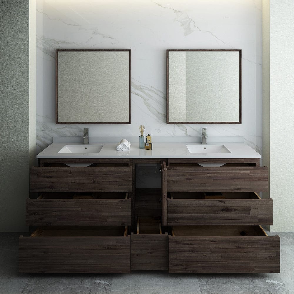 Fresca Formosa 84 Floor Standing Double Sink Modern Bathroom Vanity w/ Mirrors | FVN31-361236ACA-FC