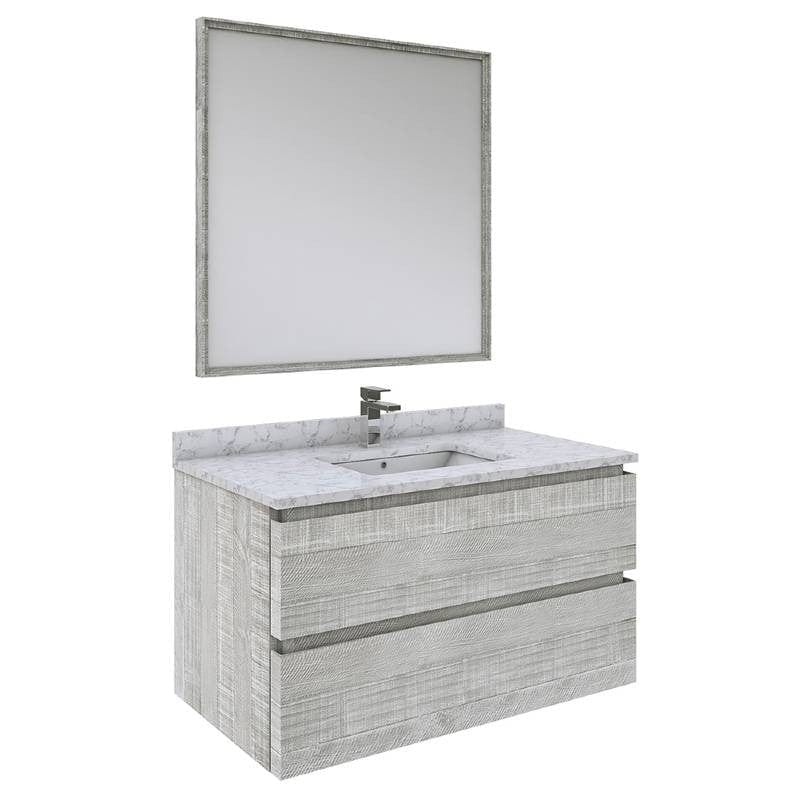 wall hung single sink vanity set