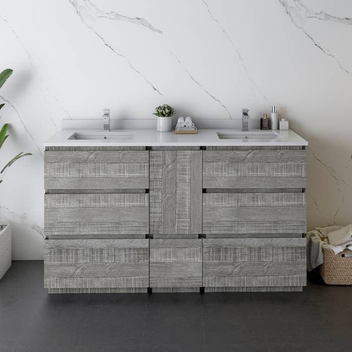 freestanding bathroom vanity in ash