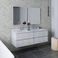 Fresca Formosa Modern 60" Rustic White Wall Hung Double Sink Bathroom Vanity