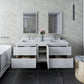 Fresca Formosa Modern 60" Rustic White Wall Mount Double Sink Bathroom Vanity