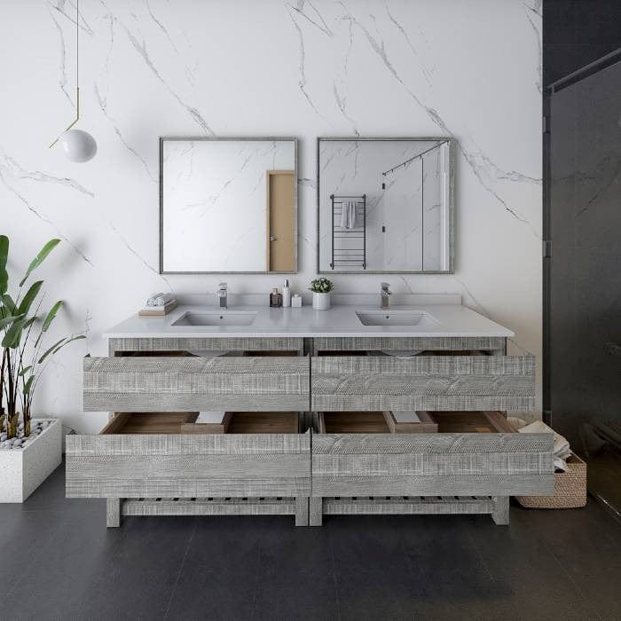 Fresca Formosa Modern 72" Ash Floor Standing Double Sink Bathroom Vanity w/ Open Bottom