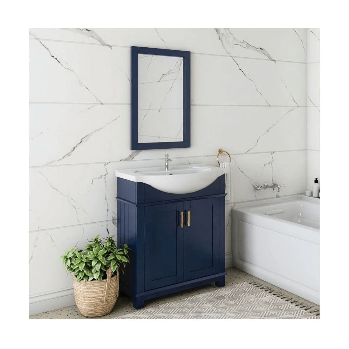 Fresca Hartford Royal Blue 24" Free Standing Single Basin Vanity with Cabinet and Ceramic Vanity Top