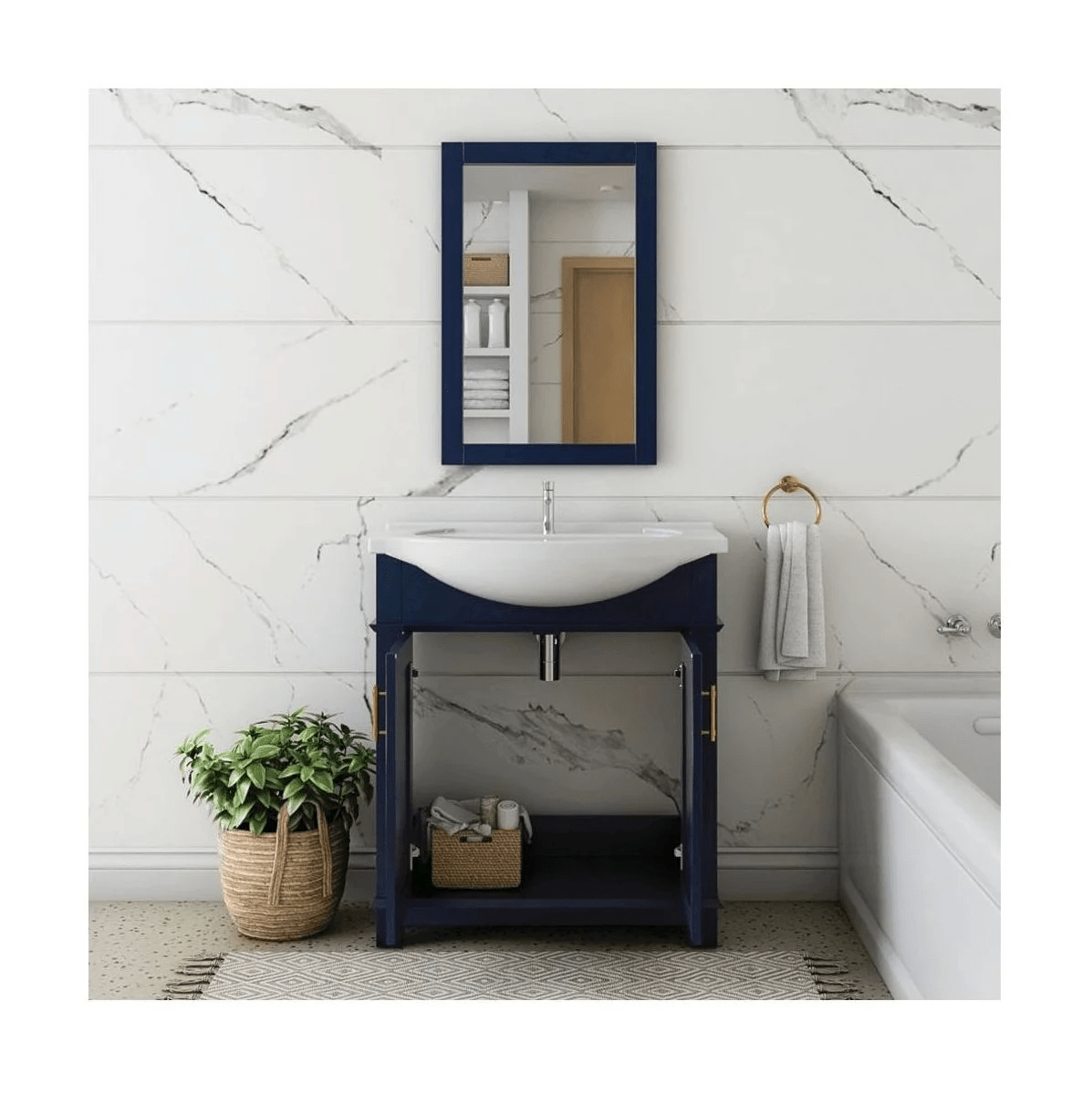 Fresca Hartford Royal Blue 24" Free Standing Single Basin Vanity with Cabinet and Ceramic Vanity Top