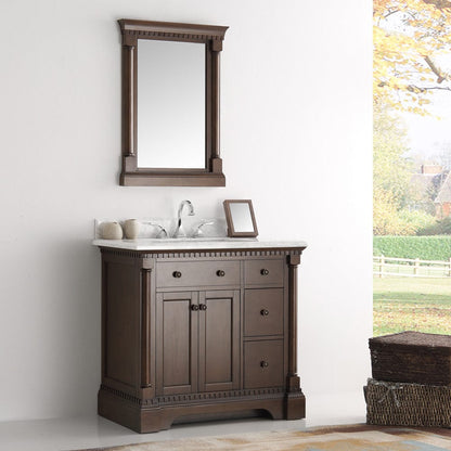 Fresca Kingston 36 Antique Coffee Traditional Bathroom Vanity w/ Mirror