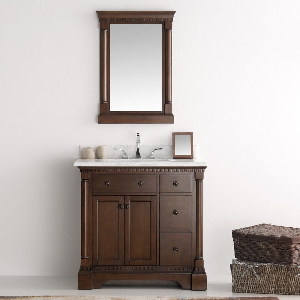 Fresca Kingston 36 Antique Coffee Traditional Bathroom Vanity w/ Mirror