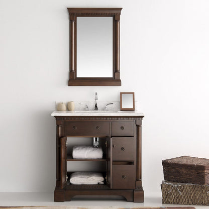 Fresca Kingston 36 Antique Coffee Traditional Bathroom Vanity w/ Mirror